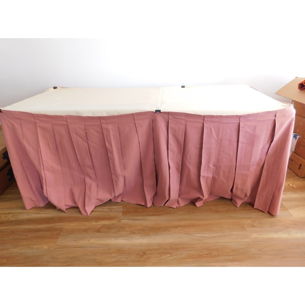 14' x 30" Poly Solid Pleated Table Skirt Rose